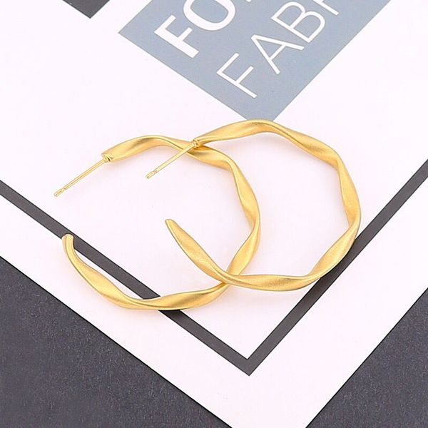 

wholesale jewelry --(3pairs/lot) titanium steel twist irregular matte gold color circle hoop earrings for women jewelry no fade, Golden