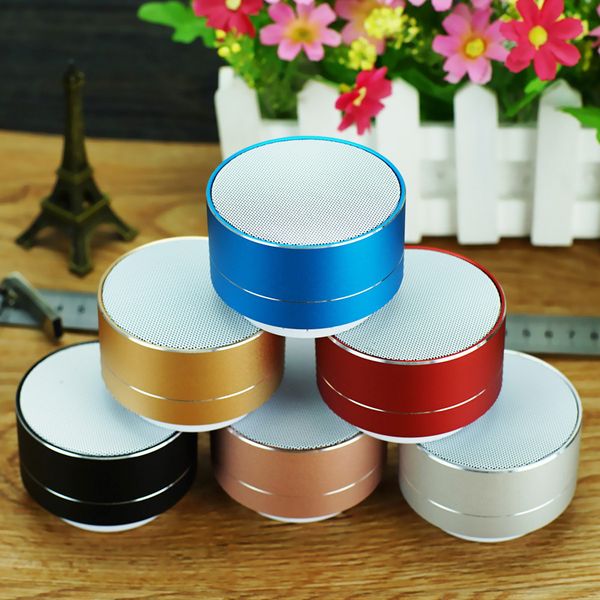 

100 pcs mini a10 aluminum alloy wireless bluetooth speakers outdoor portable mini metal speaker with led lights for phone huawei xiaomi