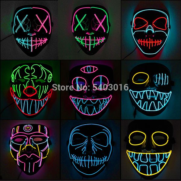 

scary halloween black v mask led light up masks the purge election year great festival cosplay costume mask party supplies
