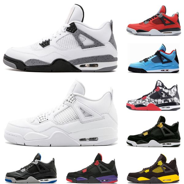 

new fashion 4s men sneakers 4 basketball shoes white cement pure money thunder raptors cactus jack alternate 89 bred size 40-47