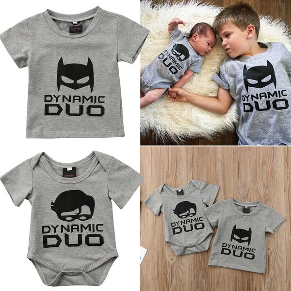 

sell family matching toddler infant cool cartoon short sleeve t-shirt baby boy robin romper outfits, Blue