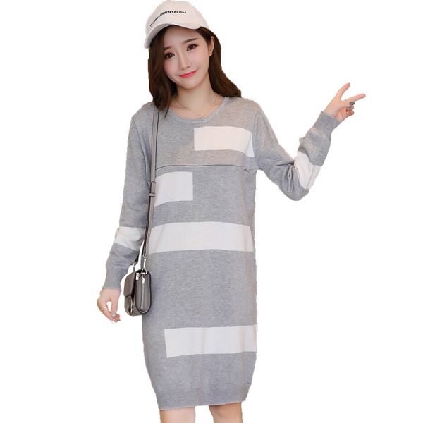 

quality pregnant nursing dress breastfeeding sweater autumn winter loose style tide mom clothes prenatal postpartum clothing, White