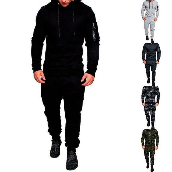 

падение доставка loozykit мужской спортивный костюм спортивная одежда толстовки брюки мужчины полная печать случайный набор сублимации камуф, Black