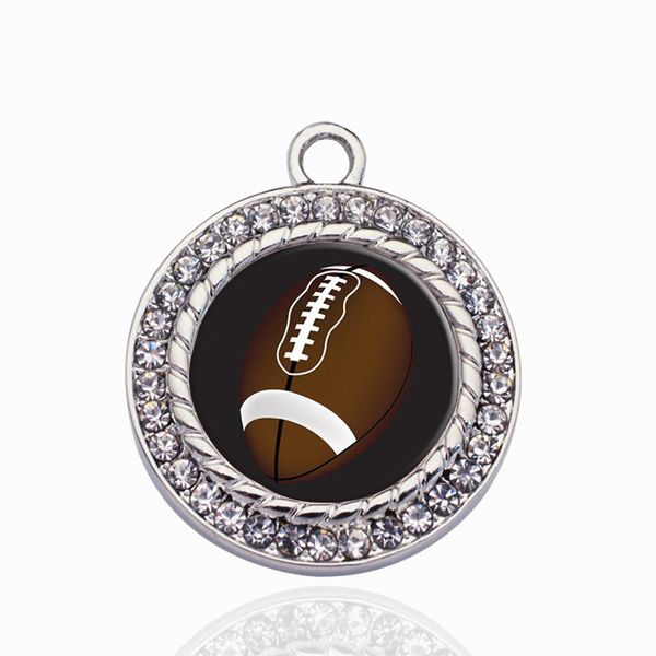 

football lovers circle charm diy jewelry accessories making for necklace&bracelets, Bronze;silver