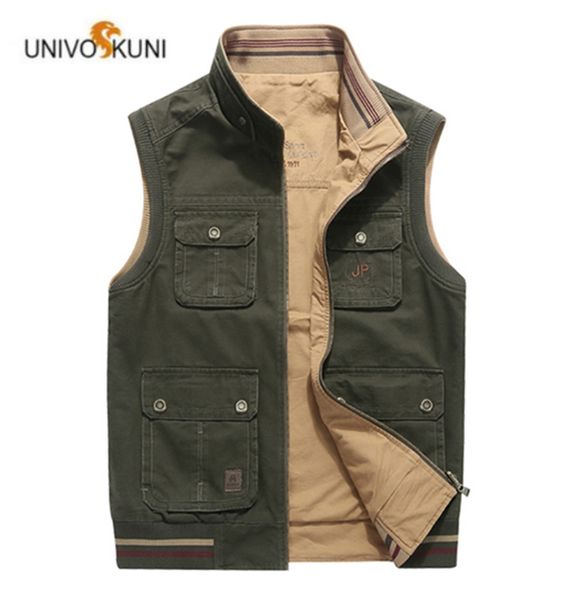 

double sides men vest m to 8xl 100% cotton new 2019 spring autumn cargo casual pockets design loose brand clothing h589, Black;white