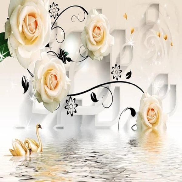 

custom large mural 3d wallpaper modern fashion creative 3d space rose bedroom tv back wall decor deep 5d embossed