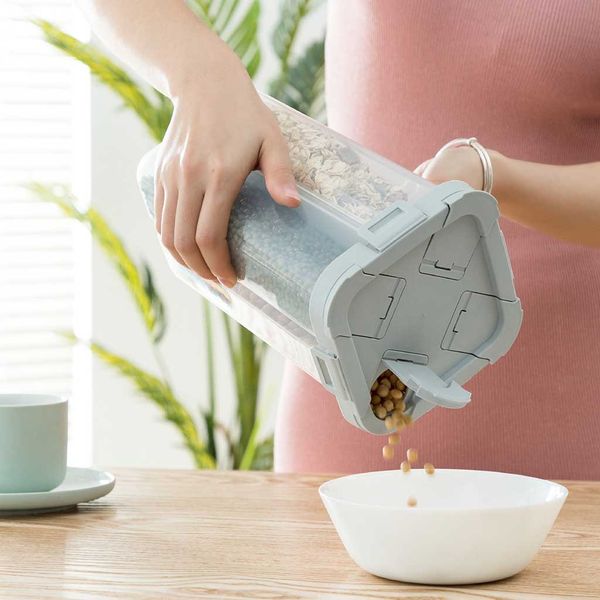 

4grids separate transparent grain storage bottle household kitchen moisture-proof sealed dry cereal container #lr2