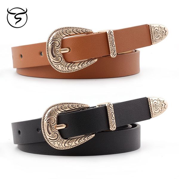 

women black leather western cowgirl waist belt metal buckle waistband new belts for women brand, Black;brown