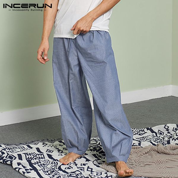 

incerun retro men striped pants loose drawstring joggers 2020 casual wide leg trousers men homewear comfy pantalones hombre 5xl, Black