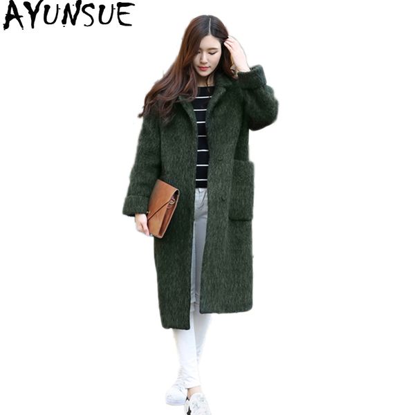 

ayunsue autumn winter woolen coat female jacket women long korean wool coats women's clothing jackets casaco feminino kj362, Black