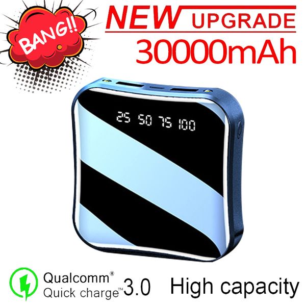 

30000mah portable fast charger mini lcd digital display mobile power ultra light dual usb mobile power external battery pack