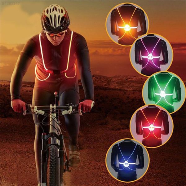 

high visibility warning vest flash led driving night driving cycling running outdoor light up bicycle safety reflective vest, Black