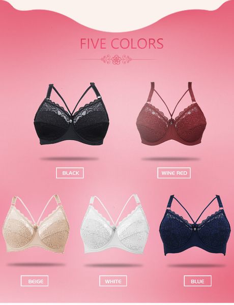 

femme lingeries push up bra plus size cup underwire siere fashion soft lace 3 large thin female lingerie deep v sexy, Red;black