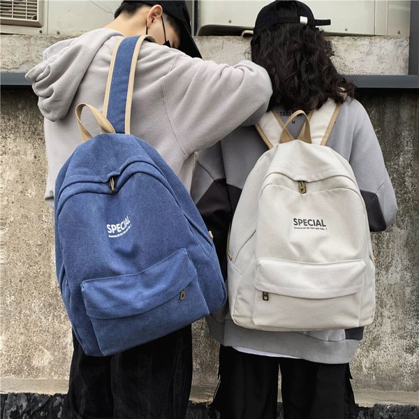 

гонконг стиль рюкзак мужская крупнотоннажная тенденция рюкзак женская сумка повседневная холст дорожная сумка студент кампуса