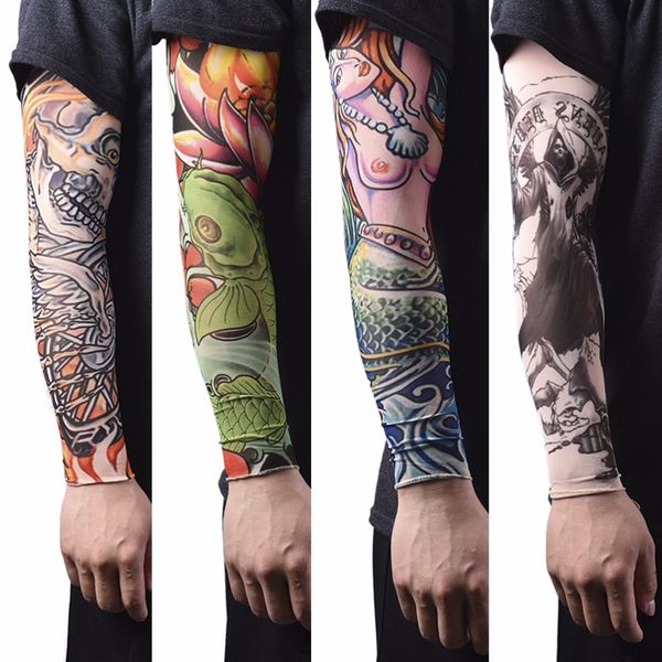 Acheter Nylon Tatoo Bras Bas Manchettes Couverture Chaleur élastique Faux Manches De Tatouage Temporaire Pour Hommes Femmes Nouvelle Arrivée De 061