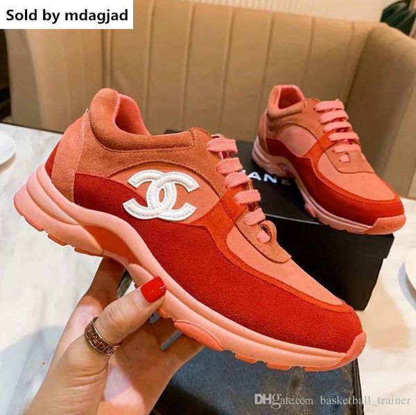

new arrival womens c designer casual shoes mix color suede leather dad sneakers 20ss lady leisure trainer with box
