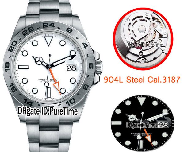 

Edition gmf v2 explorer ii m216570 0001 904l teel cal 3187 automatic white dial gmt men watch correct hand tack puretime gmf2a1