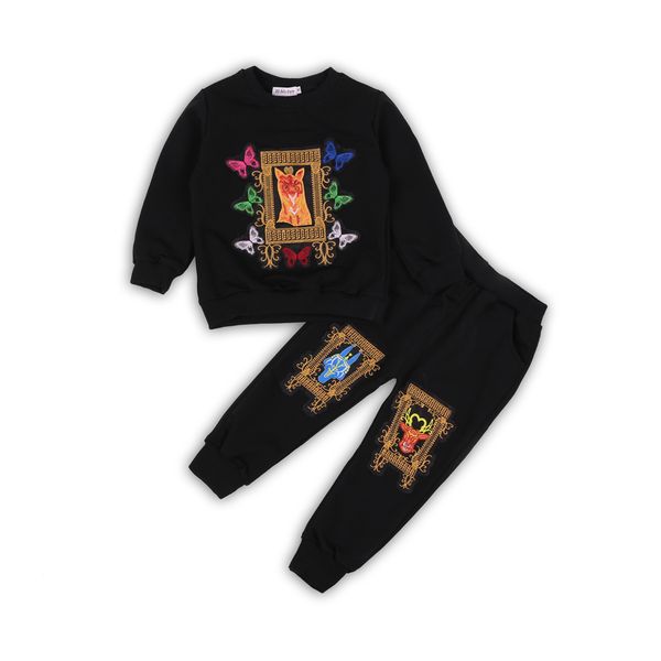 

boys clothes 2019 new personality children suit boys spring autumn children butterfly two-piece cotton clothing 2-6y, White