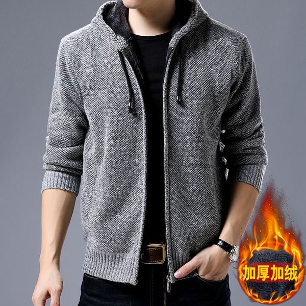 

winter thicker cardigan male fashion quality casaco masculino hooded sweater men casual outwear chompas para hombre, White;black
