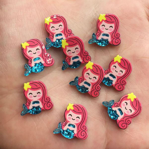 

25pcs акриловая cute paillette мини mermaid flatback scrapbook crafts украшения дома украшения аксессуары w35