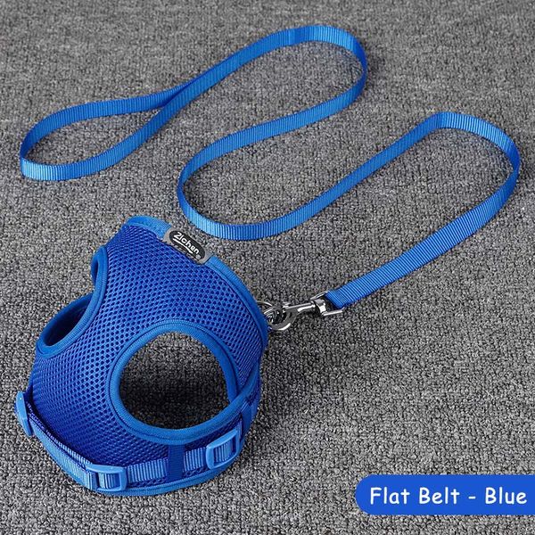 

2020 i-shaped mesh vest dog harness and leash two-piece set for pug adjustable walking nylon rope for small medium pet products
