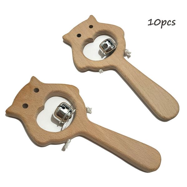 

10шт бук деревянная сова погремушка зуб жевать игрушку прорезывание зубов игрушки монтессори пищевые деревянные погремушка прорезыватель