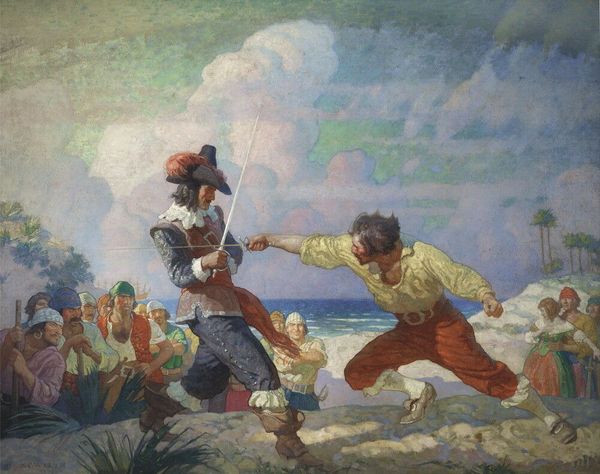 

Newell Convers Wyeth The Duel On The Beach Home Decor Handcrafts /HD Print Oil Painting On Canvas Wall Art Canvas Pictures 191111