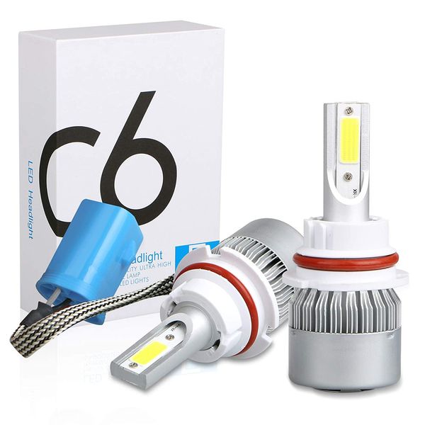 

9007 led headlight bulbs, 2pcs 6500k cool white led headlight fog light replacement cree bulbs 36w 3800lm conversion kits