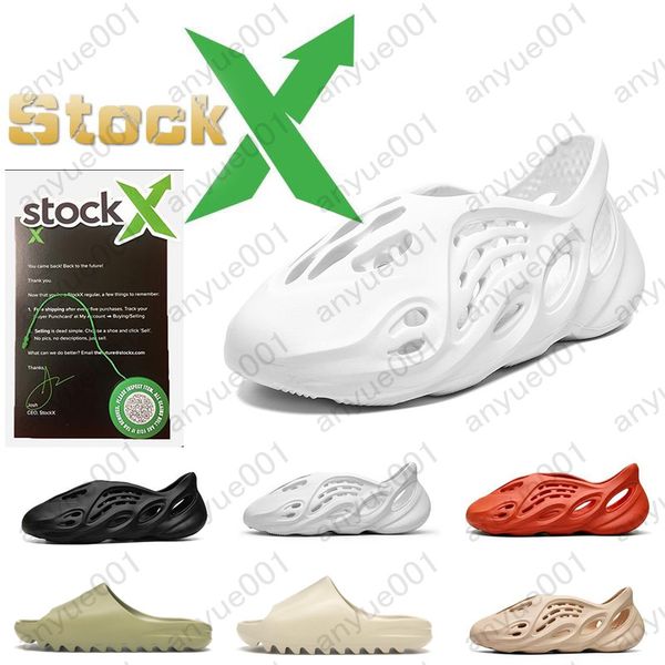 

new stock x foam runner kanye west luxury designer slippers bone white triple black resin slides sandals men women fashion loafers slipper