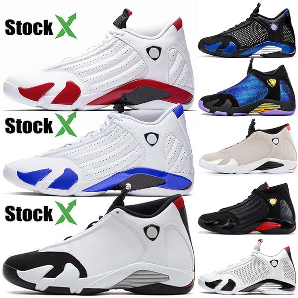 

sell 14 14s men jumpman brand sport candy cane hyper royal black toe youth designer basketball shoes spm white desert sand sneakers