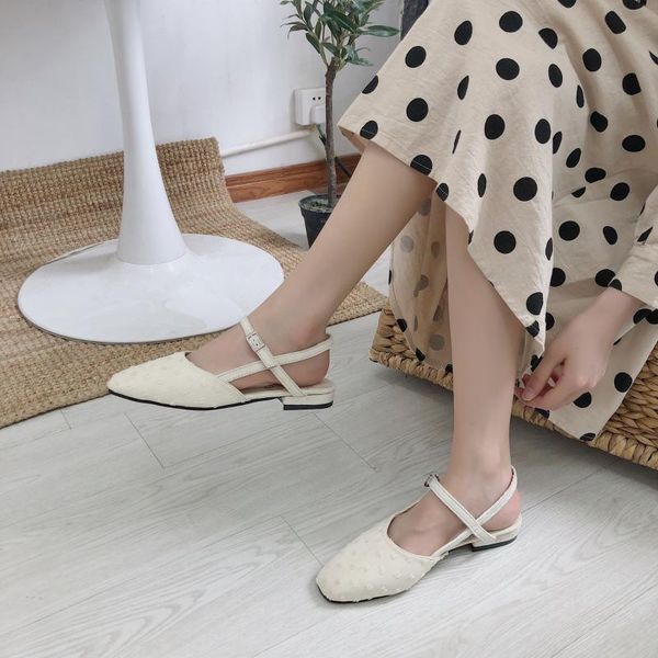 

summer 2020 new fairy style baotou sandals female korean version of wild student women's shoes, Black