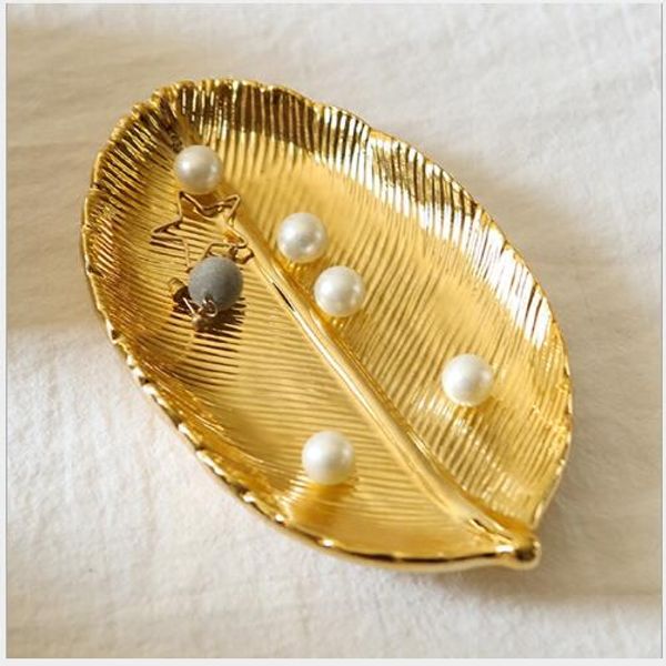 

dessert plates european ceramic jewelry disk receiver plated golden leaf key disks creative home decoration