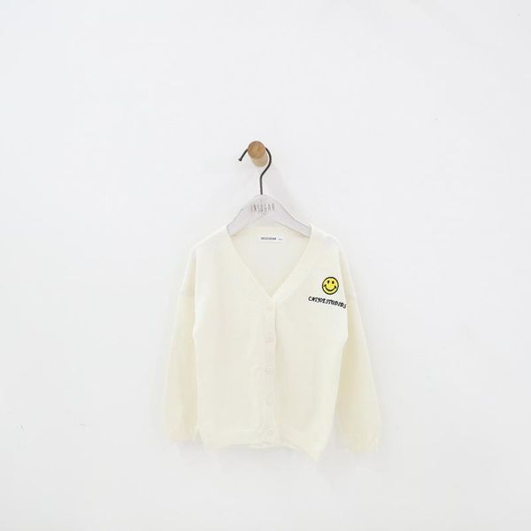 

korea network fund spring and autumn knitting unlined upper garment in new pattern smiling face cardigan sweater children coat, Blue