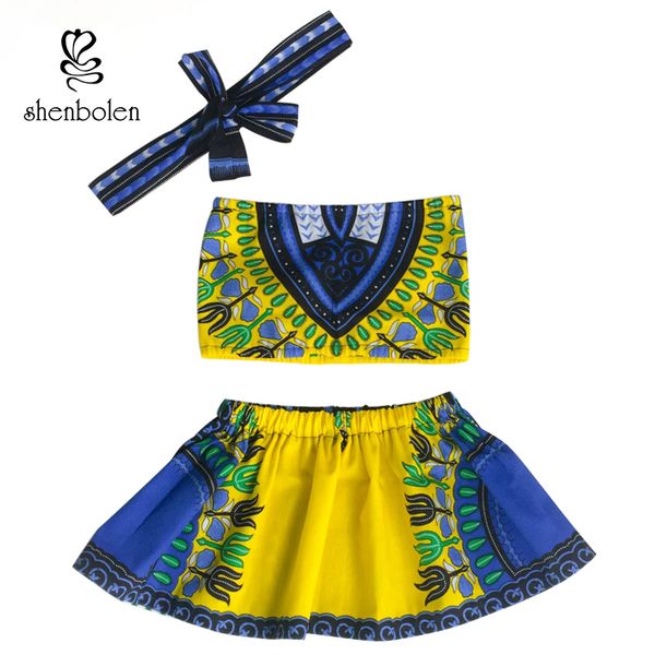 

shenbolen african baby girl clothes wax skirt set ankara dashiki print clothing, Red