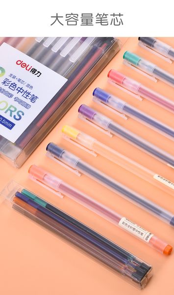 

deli красочный гелевая ручка полная игла авторучку largen емкость refill 8 цветов 0,5мм студент управление написание инструменты рисования