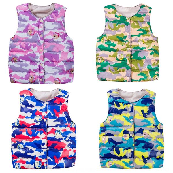 

clothing 2019 children's down cotton baby cartoon warm children's clothing vest girl boy warm vest, Camo