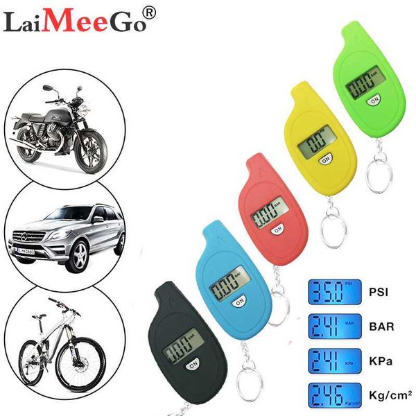 

mini lcd digital tire pressure gauge tpms tools car bike engine tire pressure tester air checker adapter with keychain