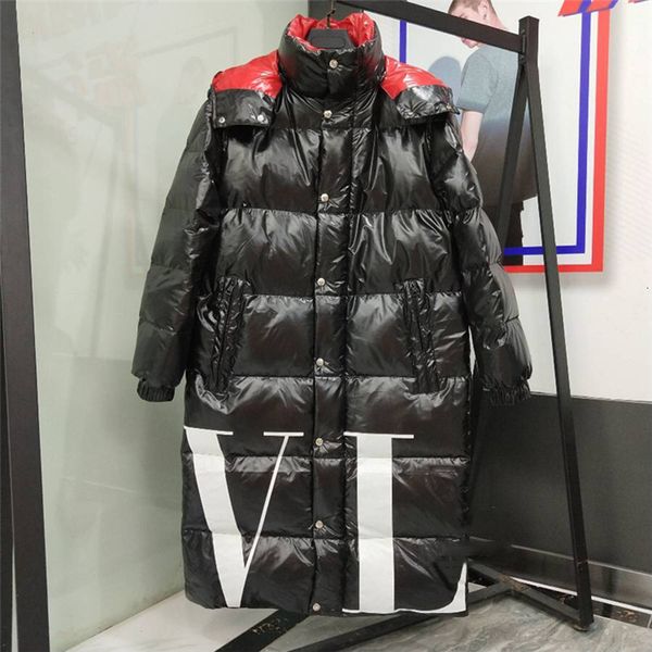 

winter parka coats glossy jacket women long down parka cotton hooded thicken print fashion loose chaqueta mujer, Black