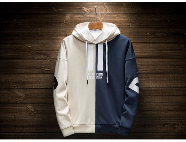 

mosaic color matching winter autumn backwoods hoodie black white bw hoodie backwoods long sleeve hip hop designer