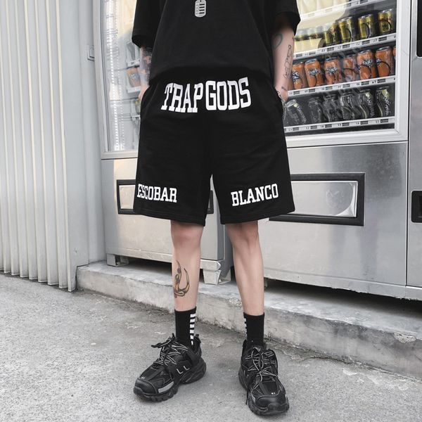 

tide card shorts male 2019 letter printing large underpants student easy sandy beach motion full marks trousers, White;black