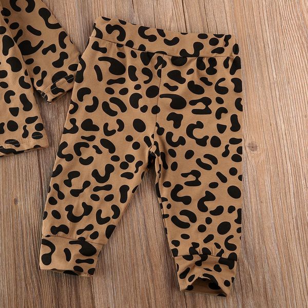 

leopard newborn baby girl boy clothes long sleeve +leggings pants outfits, White