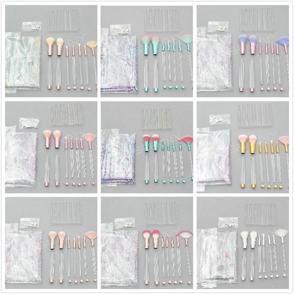 

Diy makeup bru he in 2019 new 7pc with empty clear handle 10 tyle portable and glitter with co metic bag over 30pc dhl hipping
