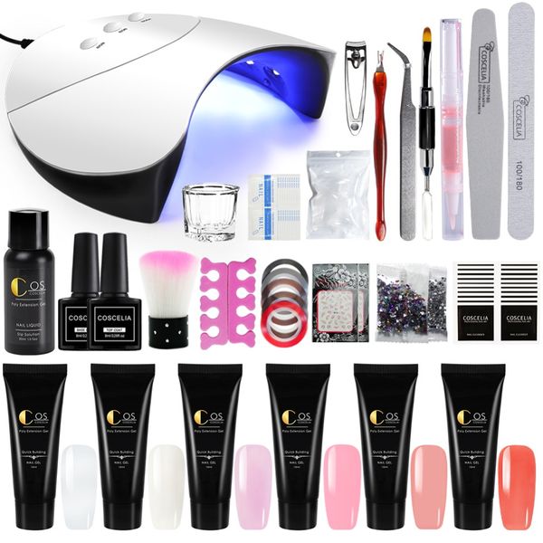 

coscelia 36w nail led uv lamp curing nail poly gel polish manicure varnish art kit quick building 15ml nails extension set