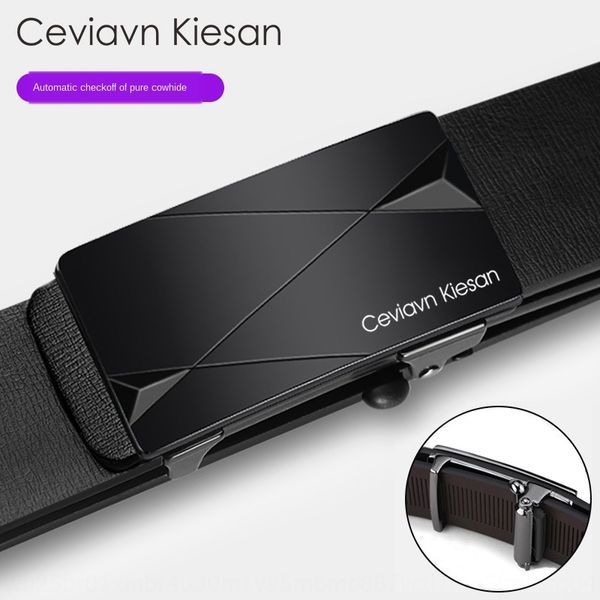

leather automatic buckle casual cowhide men's belt live broadcast belt men's fast hand tiktok live broadcast, Black;brown