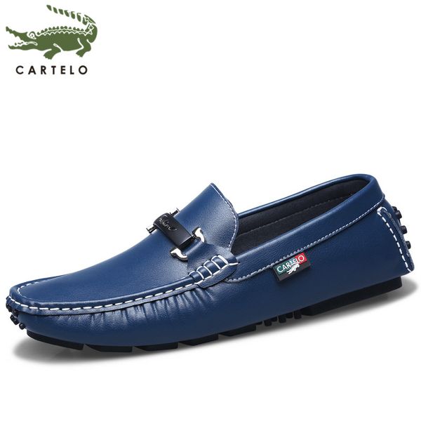 

cartelo men's shoes summer new soft leather sole pedal casual shoes men's wild beanie men, Black
