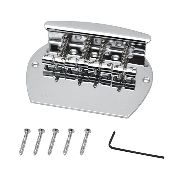 

1 set metal 4 string guitar saddle bridge tailpiece for electric guitar parts chrome