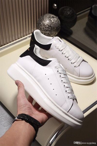 

De igner 13 men women fa hion white leather platform hoe alexander 13 mcqueen 13 hoe genuine leather neaker with box, Black