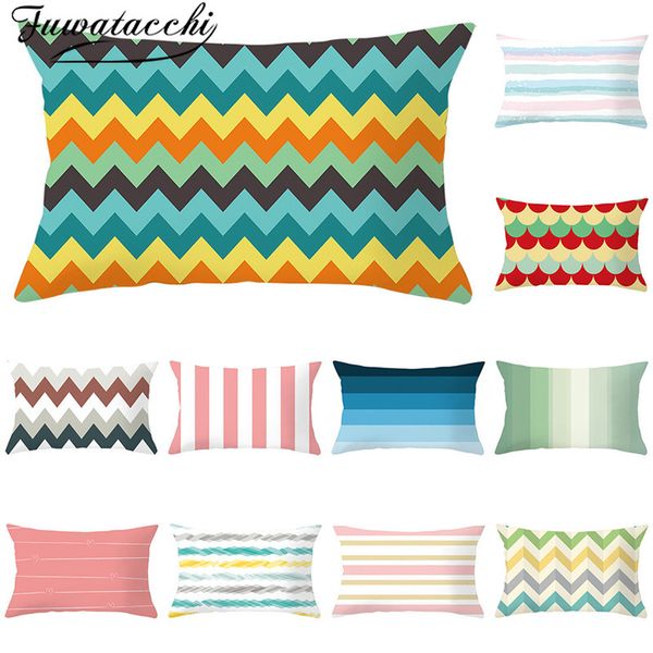 

fuwatacchi rectangle polyester cushion covers geometric wave throw pillow covers for home sofa decoration pillowcases 30*50cm