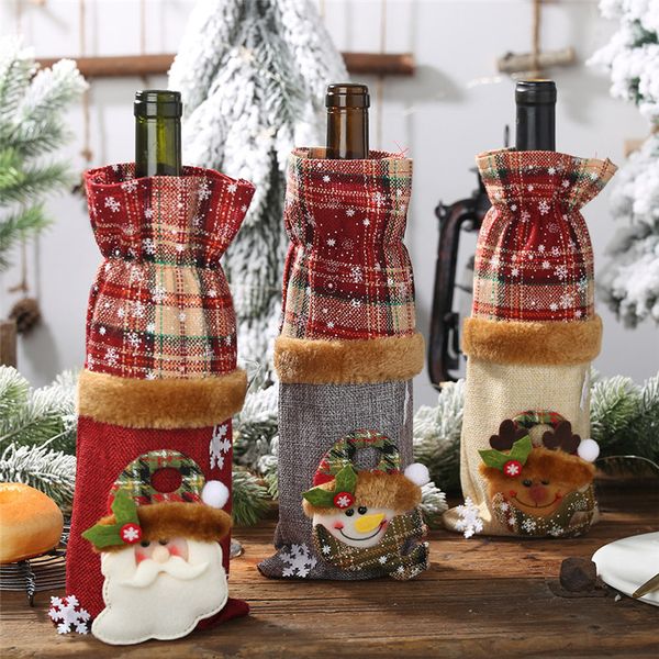 Christmas Wine Bottle Decor Set Santa Claus Snowman Elk Bottle