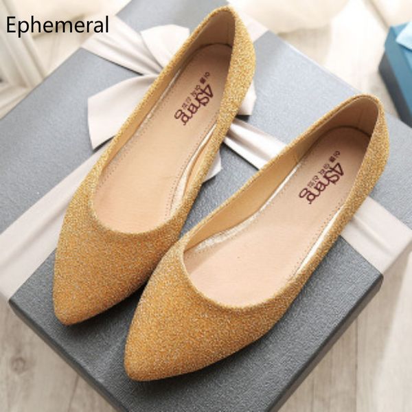

ladies bling flats pointy toe shallow mouth yellow back pink cute shoes no heel dancing slip ons plus size 44-33 wide feet style, Black